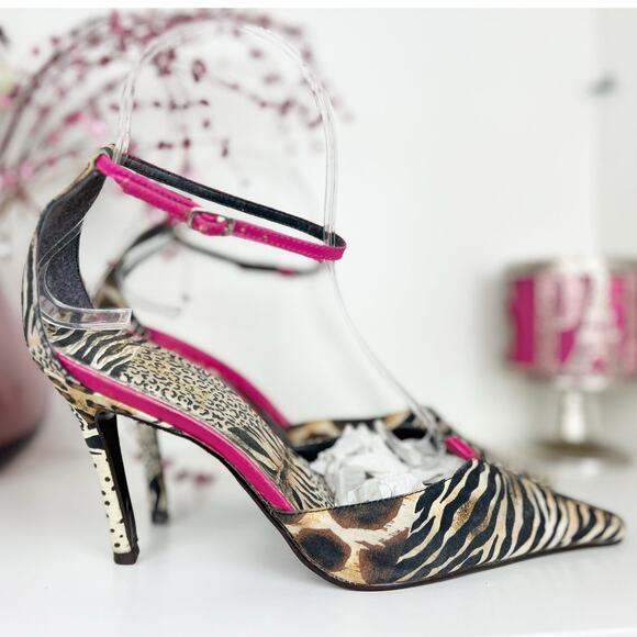 Luichiny Animal Print Pointed Toe Ankle Strap High Stiletto Heels Pumps Size 8.5 - Picture 5 of 15